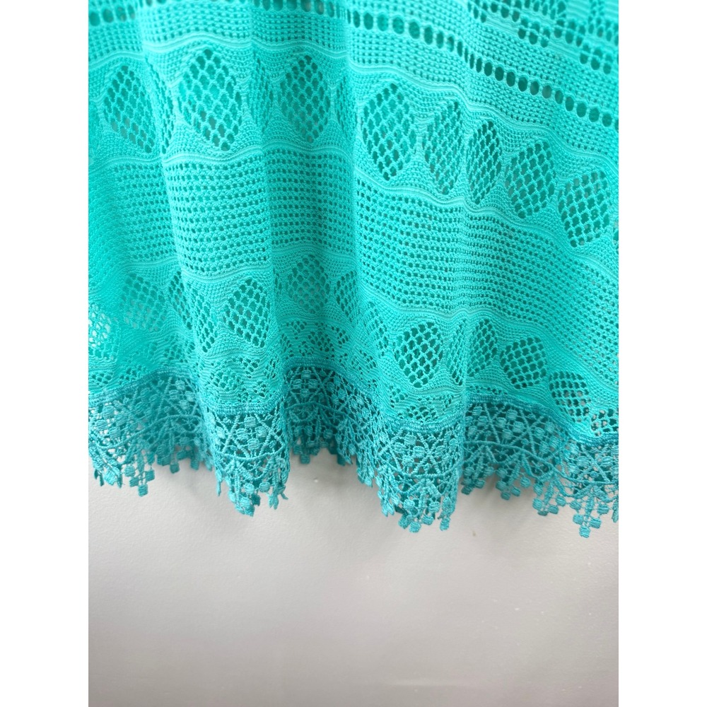 OP Women's Aqua Crochet Boho Beachy Swim Cover Up Dress Sz S Festival Coastal - Picture 8 of 8